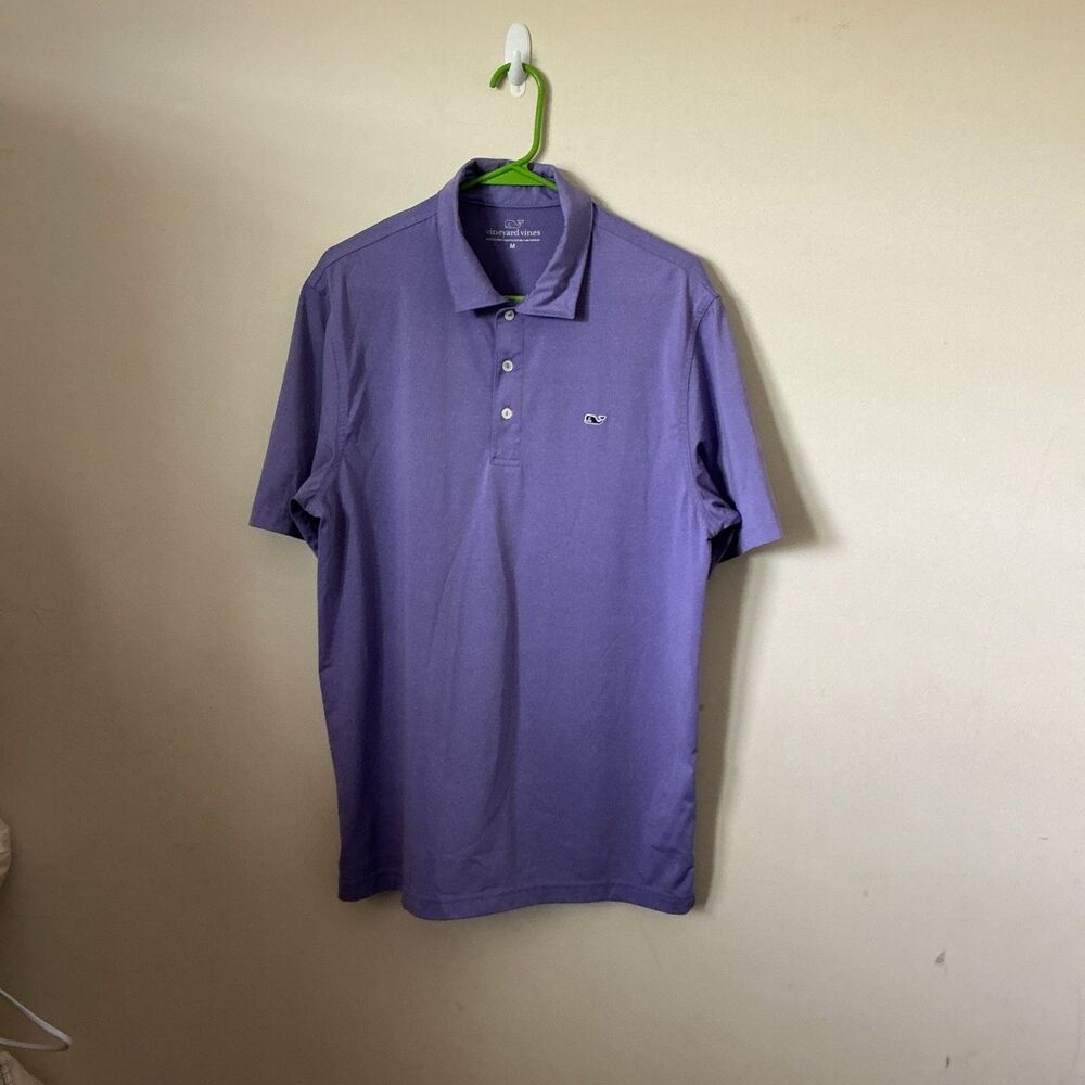 Vineyard Vines Mens Short Sleeve Polo Whale Medium Purple Golf Lightweight